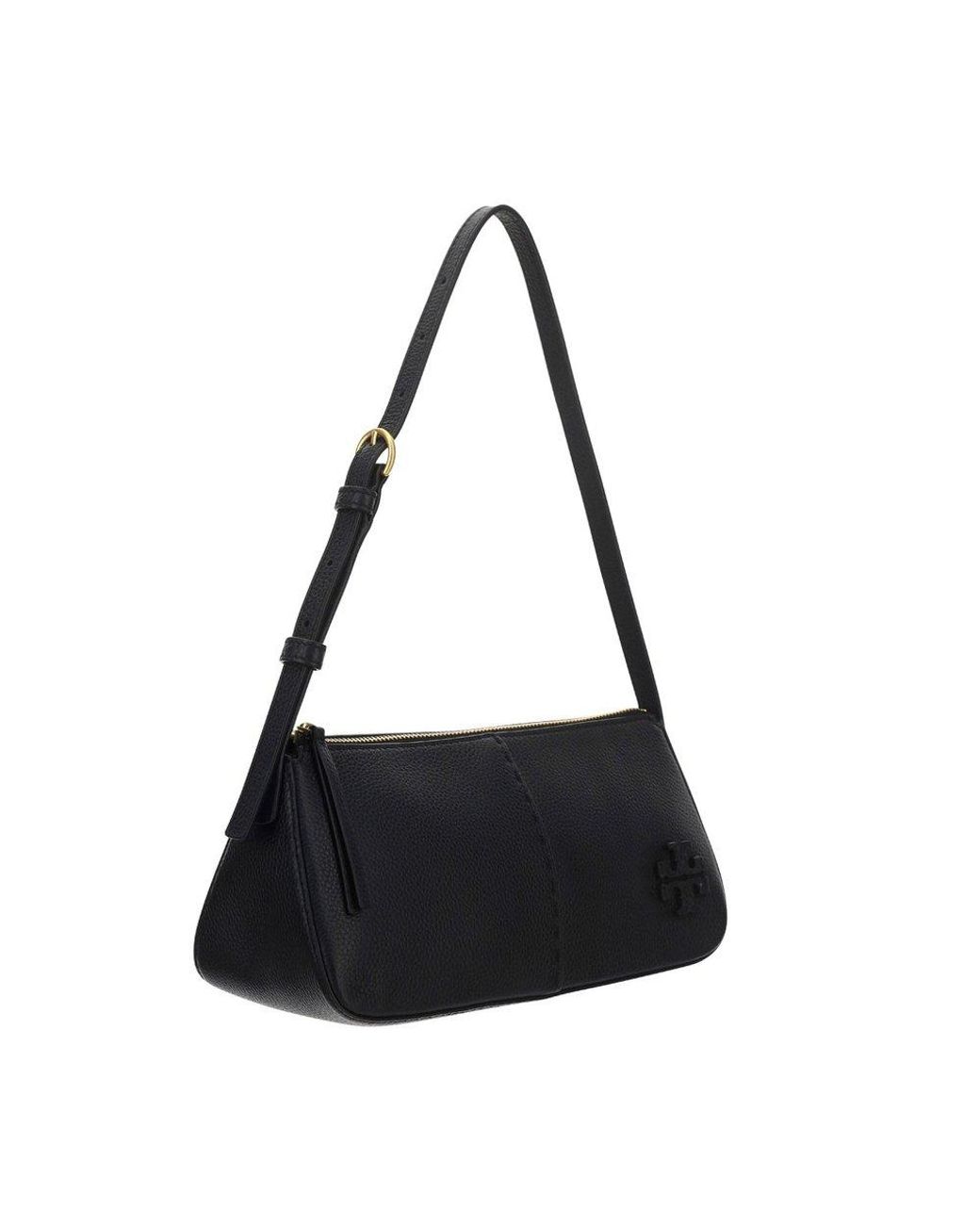 Tory Burch Leather Mcgraw Wedge Zipped Shoulder Bag in Black ...