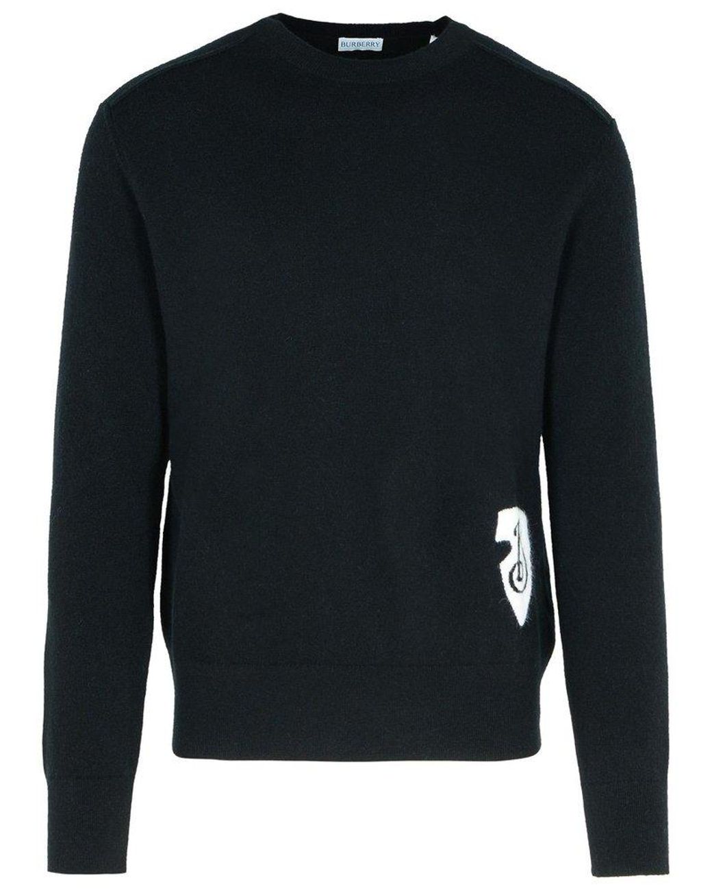 Burberry B Shield Logo Intarsia knit Jumper in Blue for Men Lyst