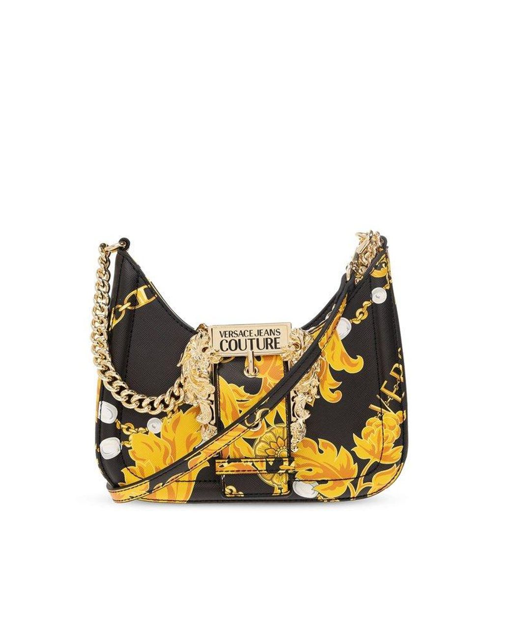 Versace Jeans Couture Logo Brush Couture Printed Shoulder Bag in Pink
