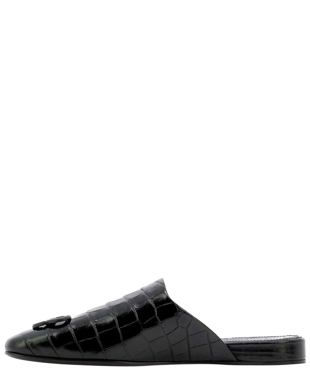 Balenciaga Bb Cosy Croc-print Leather Mules in Black for Men | Lyst