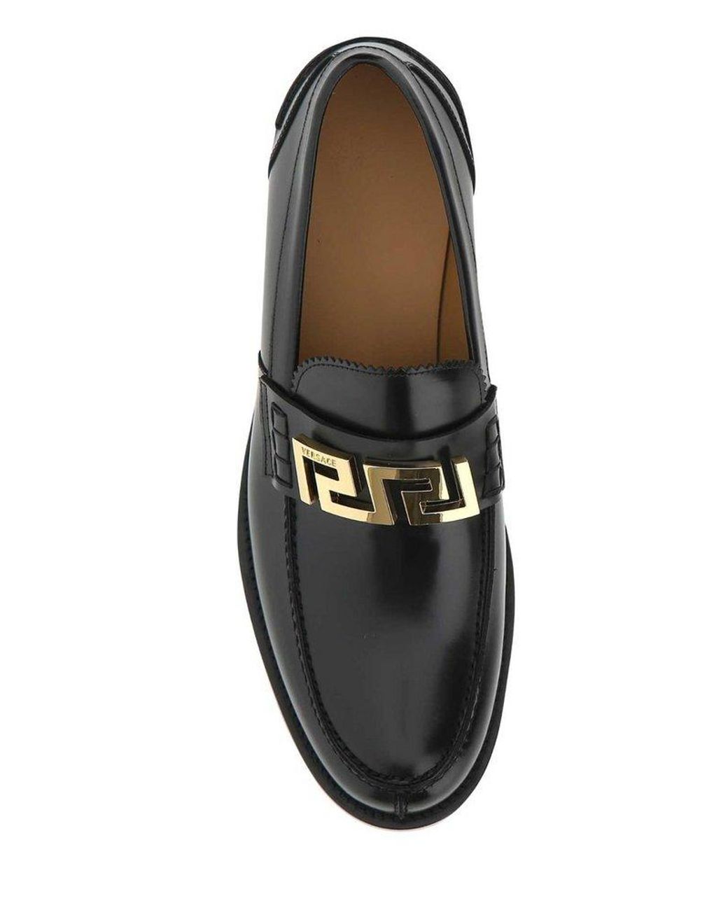Versace Greca Logo Detailed Slip on Loafers in Black for Men Lyst