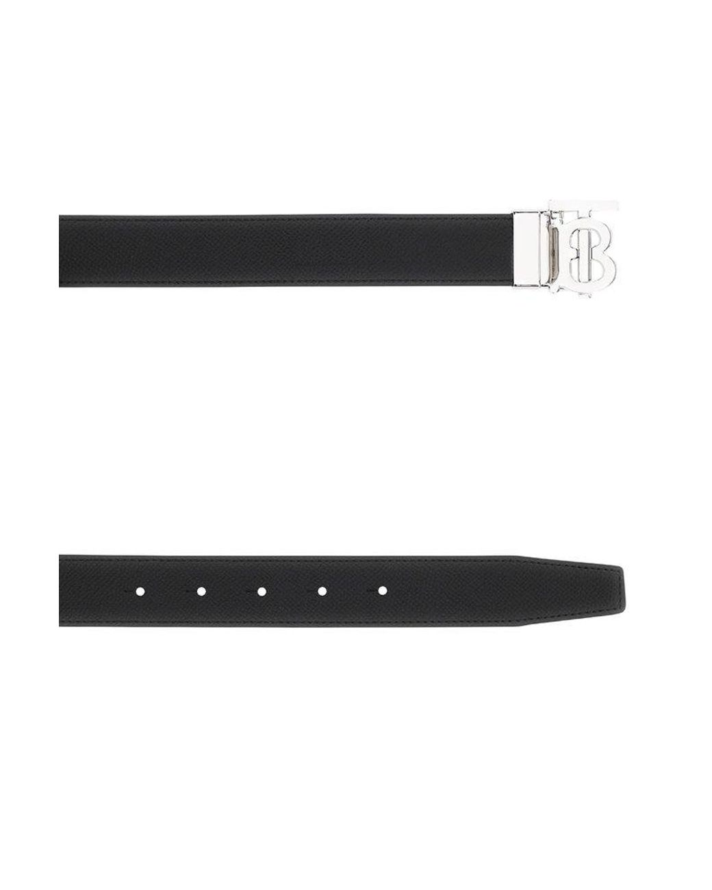 Burberry Leather TB Monogram Buckle Belt Black/Orange in Leather