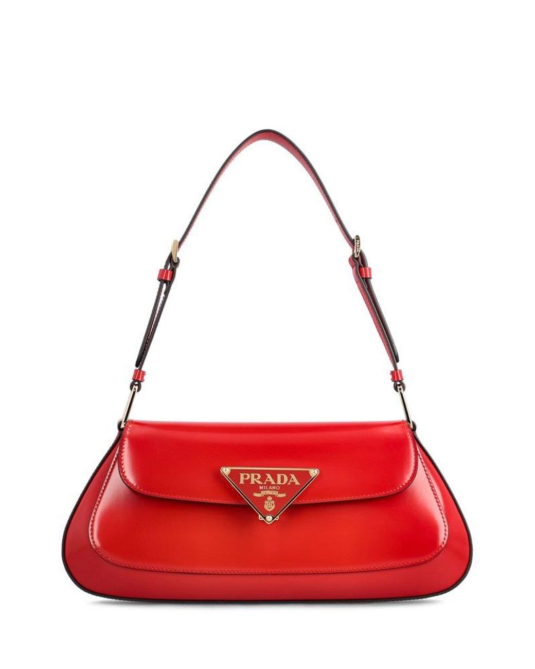Prada Cleo Leather Shoulder Bag in Red | Lyst
