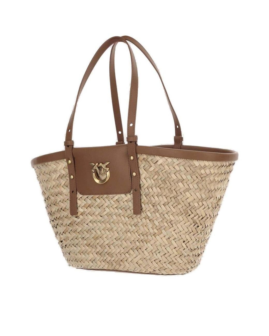 Pinko Love Summer Basket Bag in Natural | Lyst