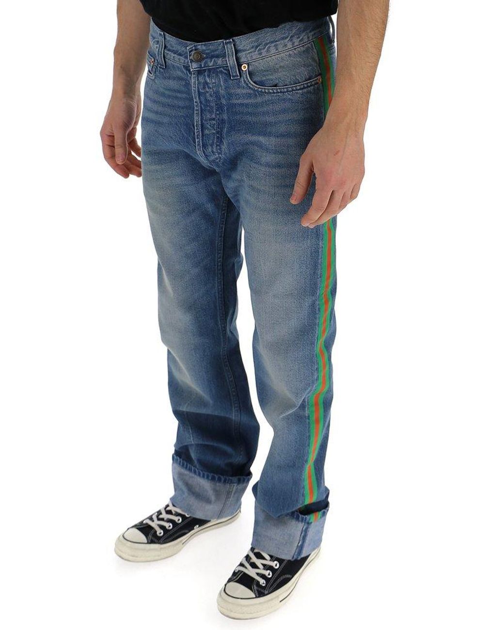 Gucci jeans deals side stripe