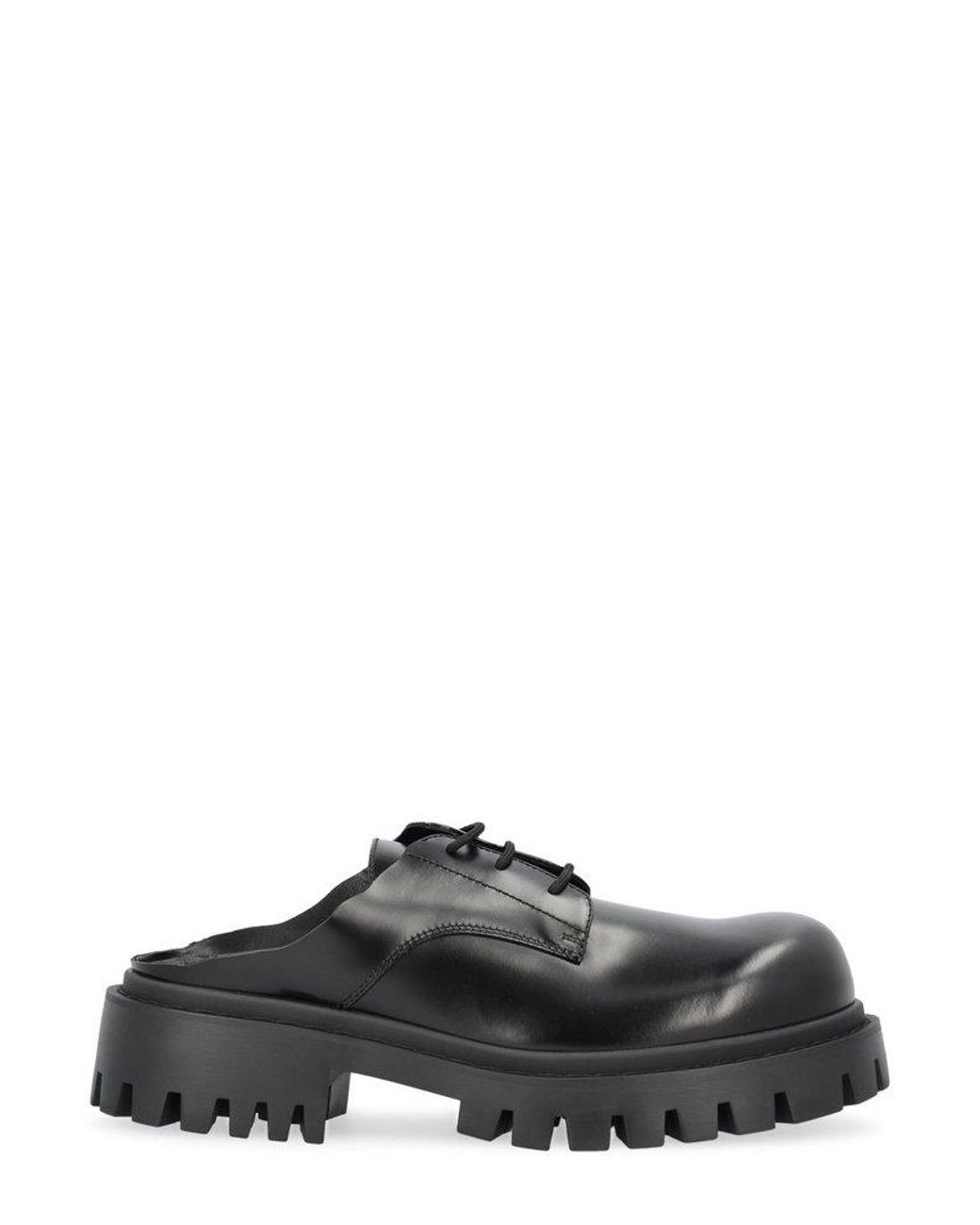 Balenciaga Round Toe Lace-up Mules in 