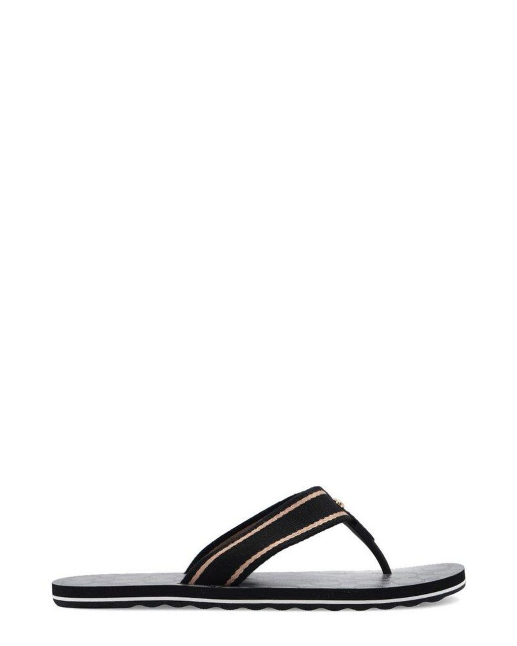 COACH Zoe Logo Print Flip Flops in Black Lyst