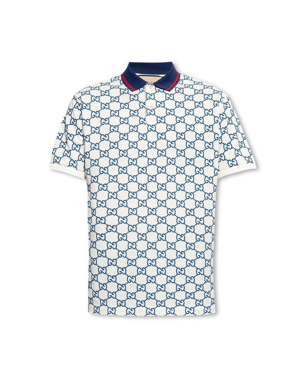 Gucci Polo Shirt With Monogram in Blue for Men