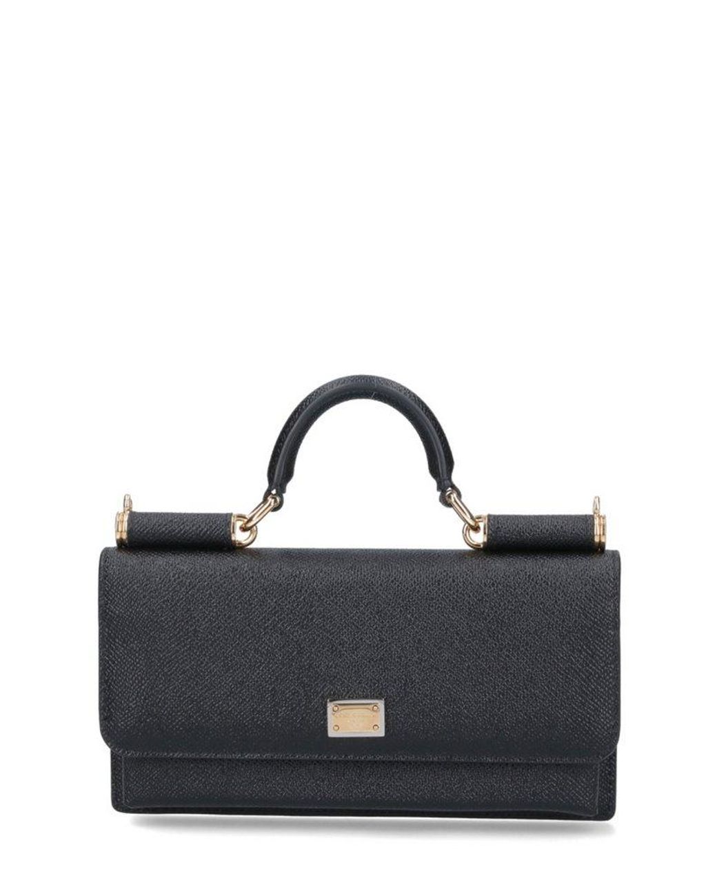 Dolce & Gabbana Logo Plaque Foldover Top Clutch Bag in Black Dolce & Gabbana Logo Plaque Foldover Top Clutch Bag in Black
