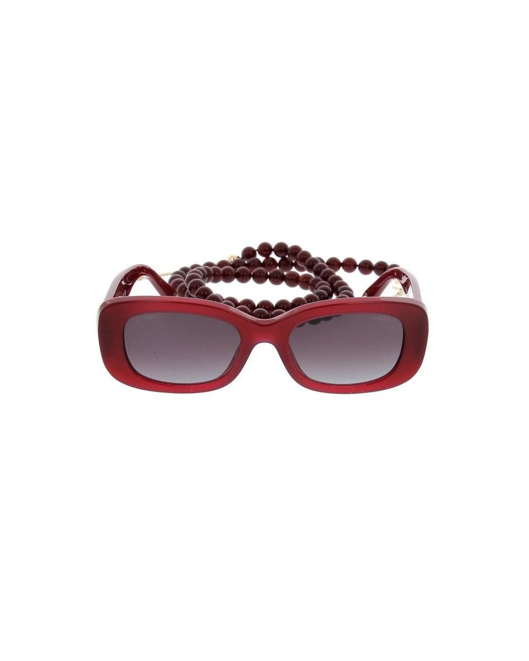 Chanel Square Frame Beaded Sunglasses in Red | Lyst