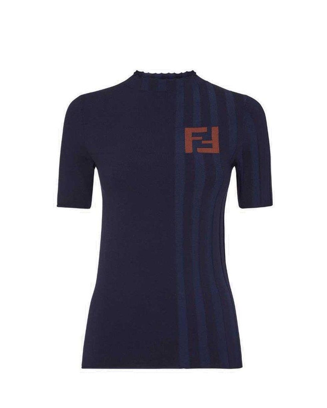 Fendi Ff Intarsia knit Crewneck Top in Blue Lyst UK
