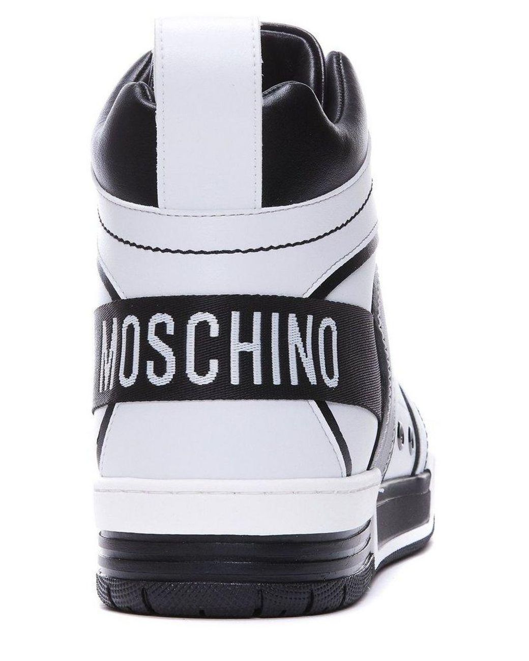 Moschino Lace Up High Top Sneakers in White for Men Lyst