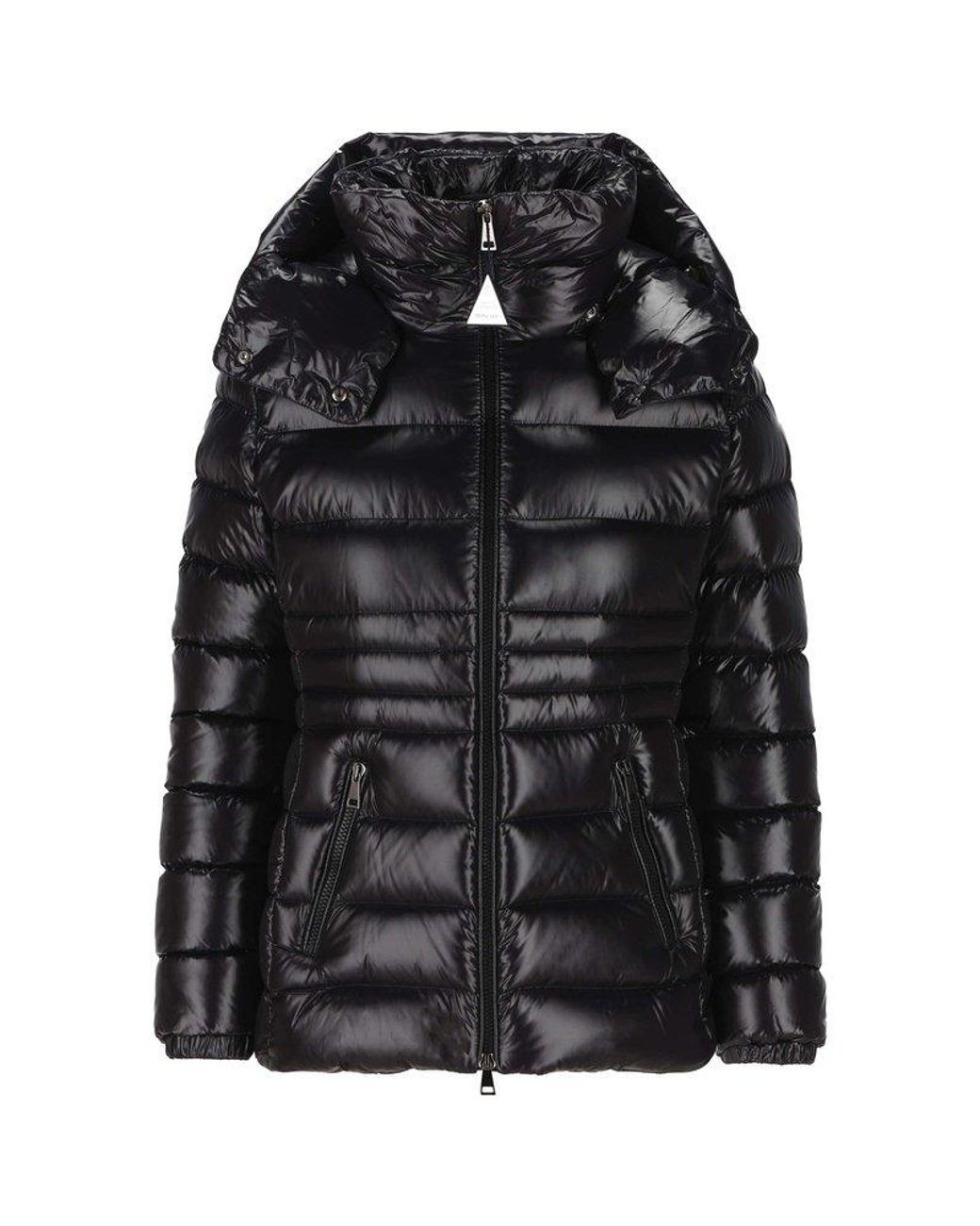 Moncler Logo Patch Zip-up Puffer Jacket in Black | Lyst