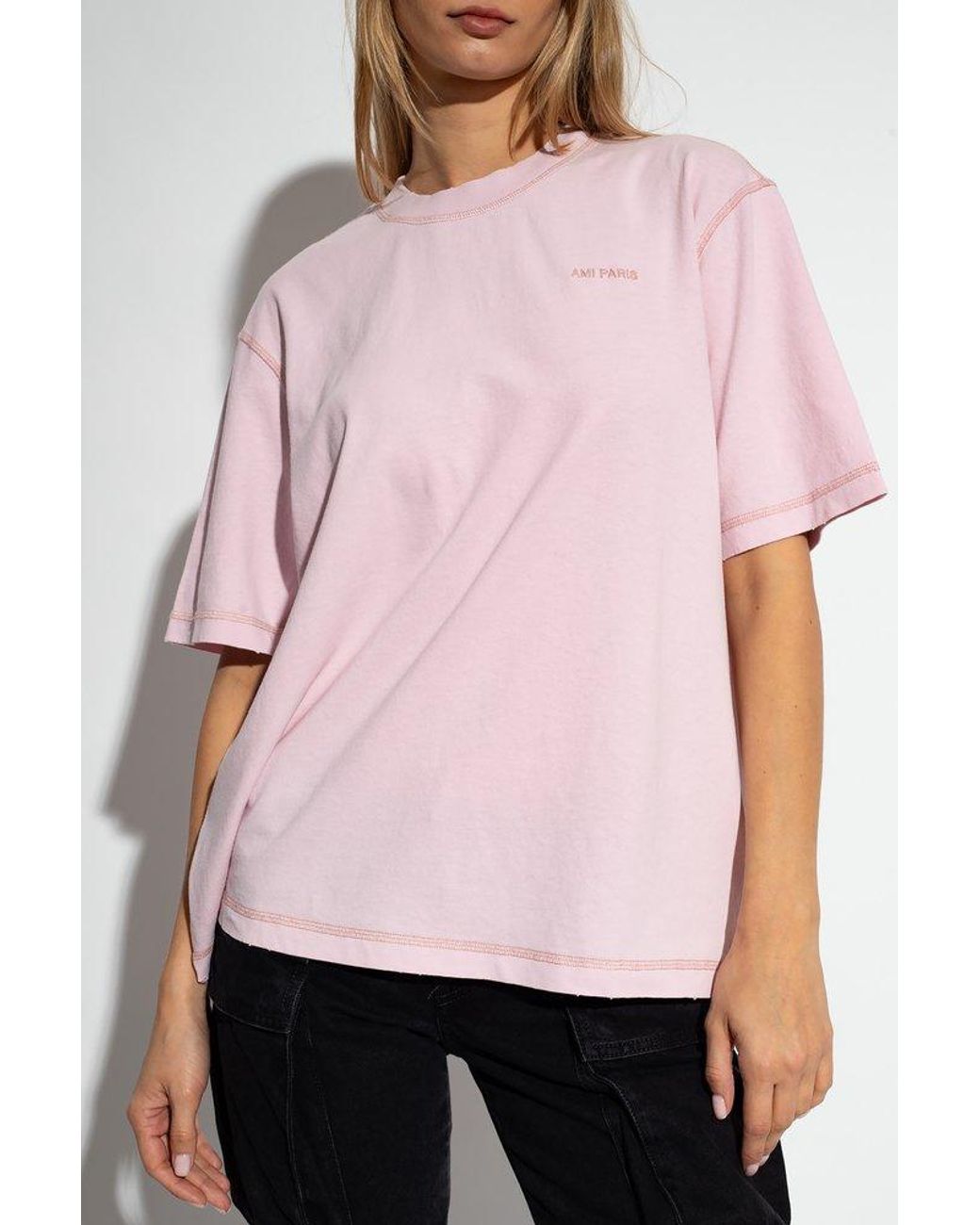 AMI Parisのピンク Ami de Cœur Tシャツがセール中
