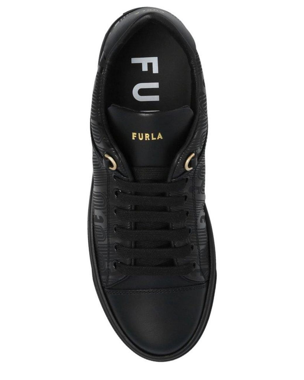 Furla Logo-printed Lace-up Sneakers in Black | Lyst