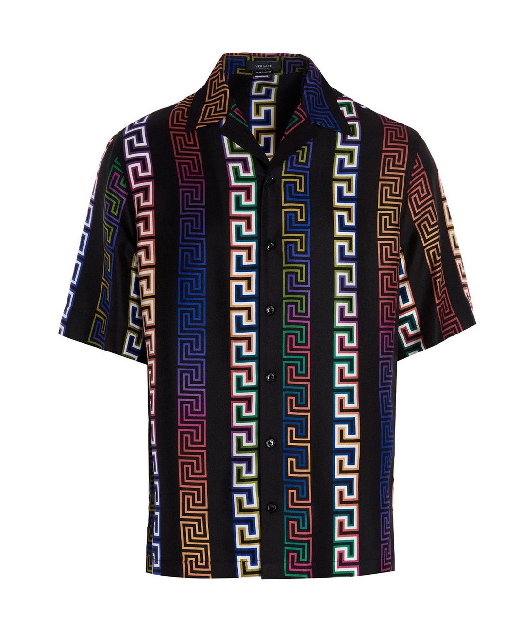 versace greca neon print silk shirt