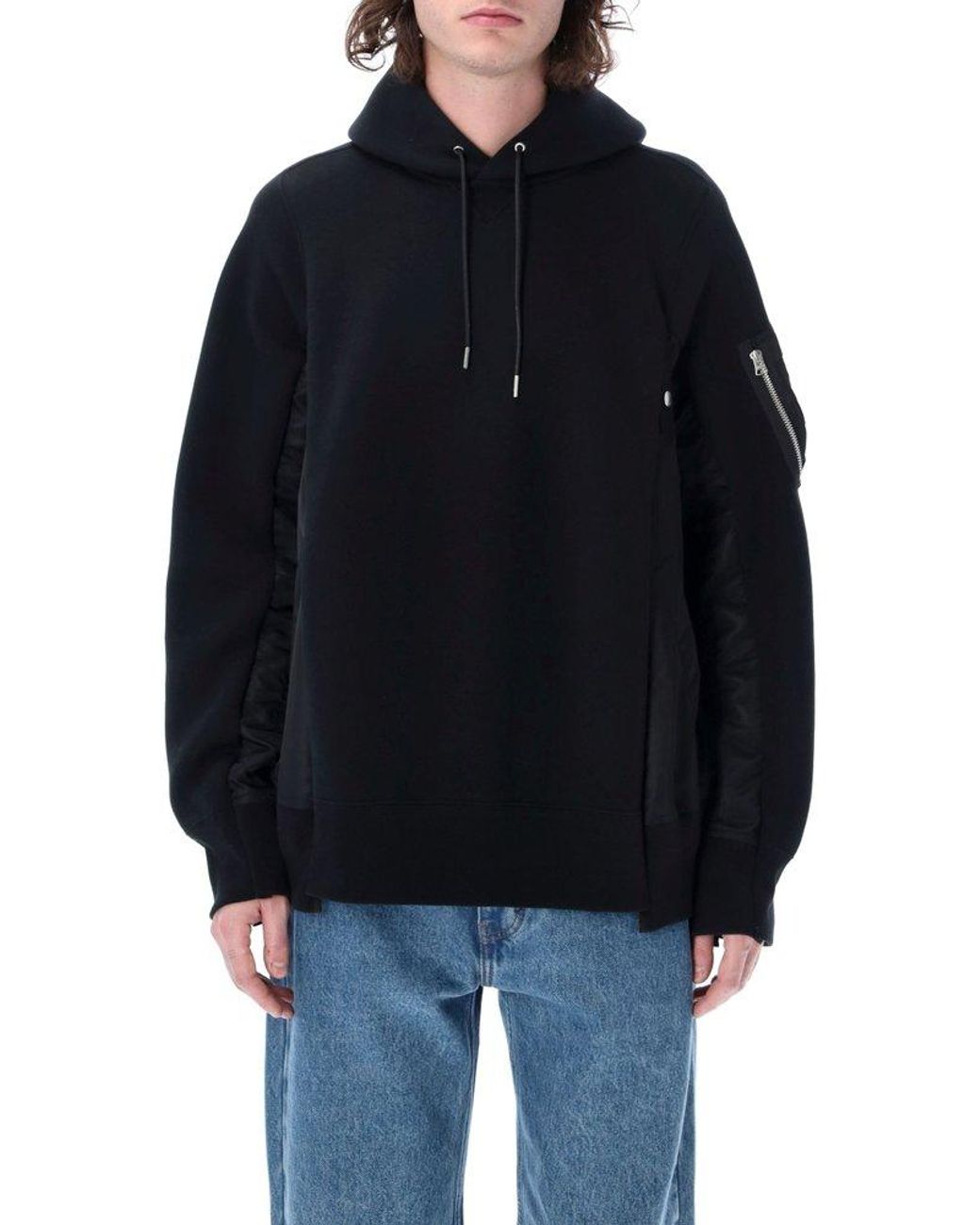 Sacai Sponge Sweat X Ma-1 Hoodie in Blue for Men | Lyst Canada