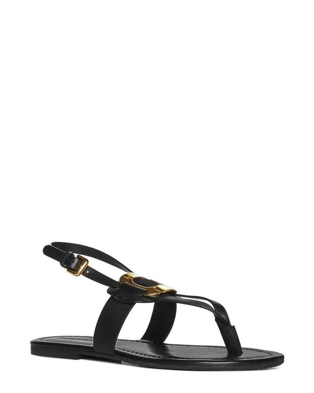 See By Chloé Logo Engraved Slingback Sandals in Black | Lyst