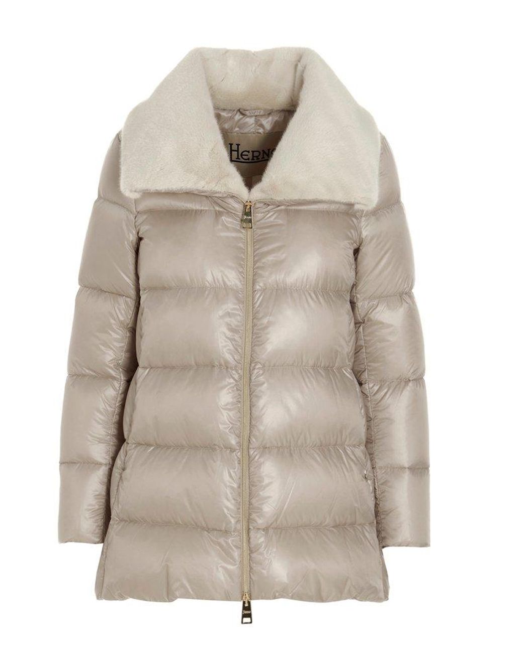 Herno Linea A Down Jacket in Natural | Lyst