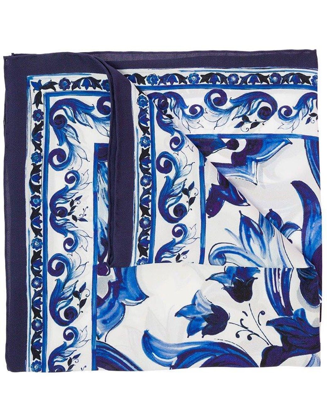 90 X 90 Womens Accessories Scarves and mufflers in Blue Dolce & Gabbana Majolica-print Twill Scarf 