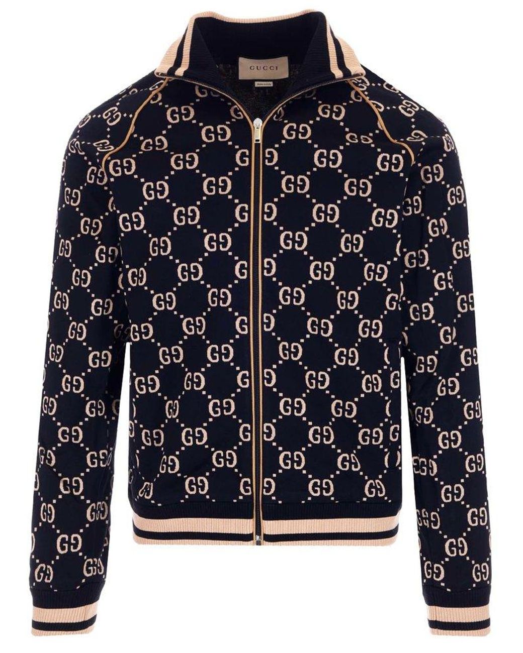 Gucci Web Stripe Trim GG-Jacquard Jacket in Blue for Men | Lyst UK