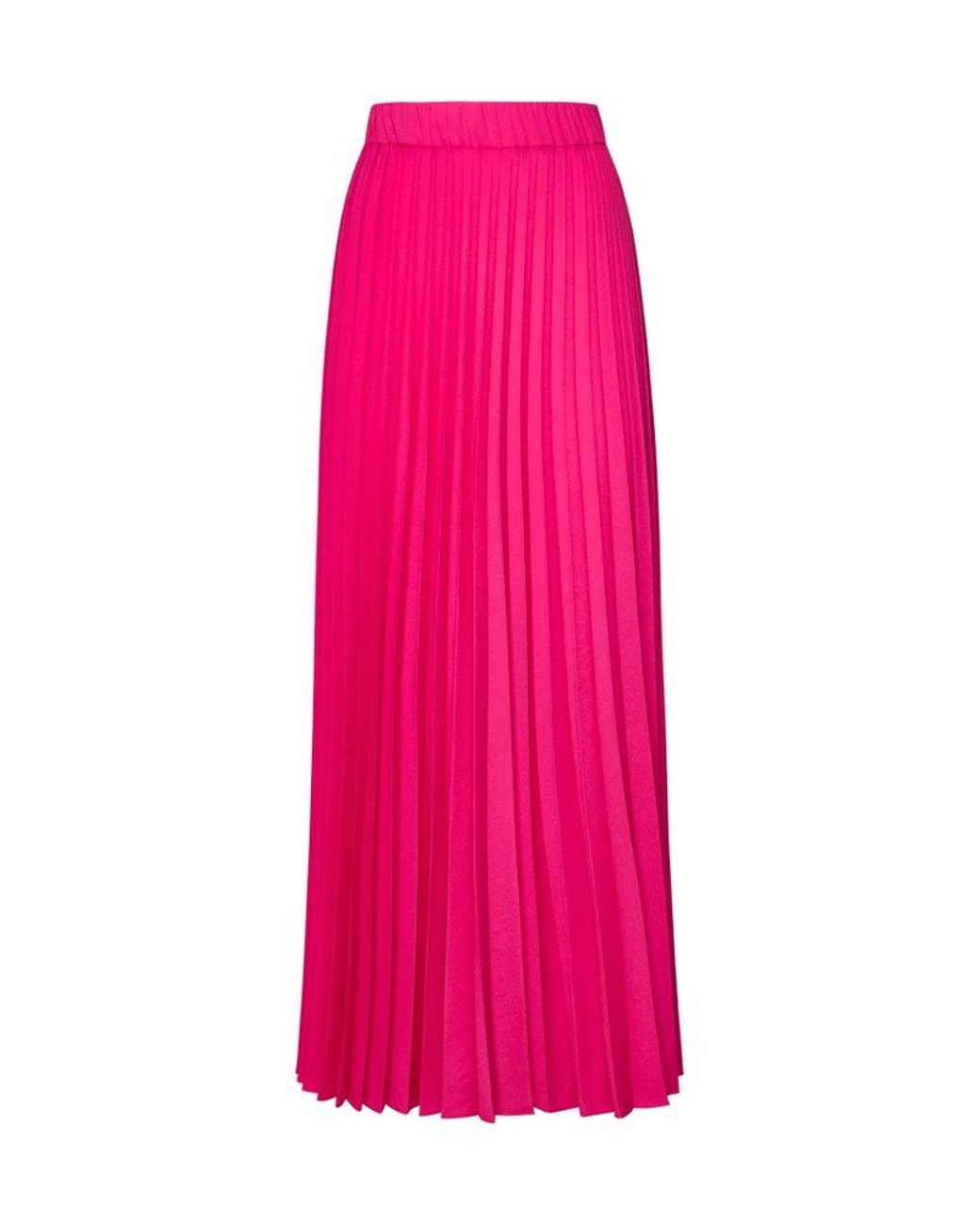 P.A.R.O.S.H. Full Pleated Maxi Skirt in Pink | Lyst