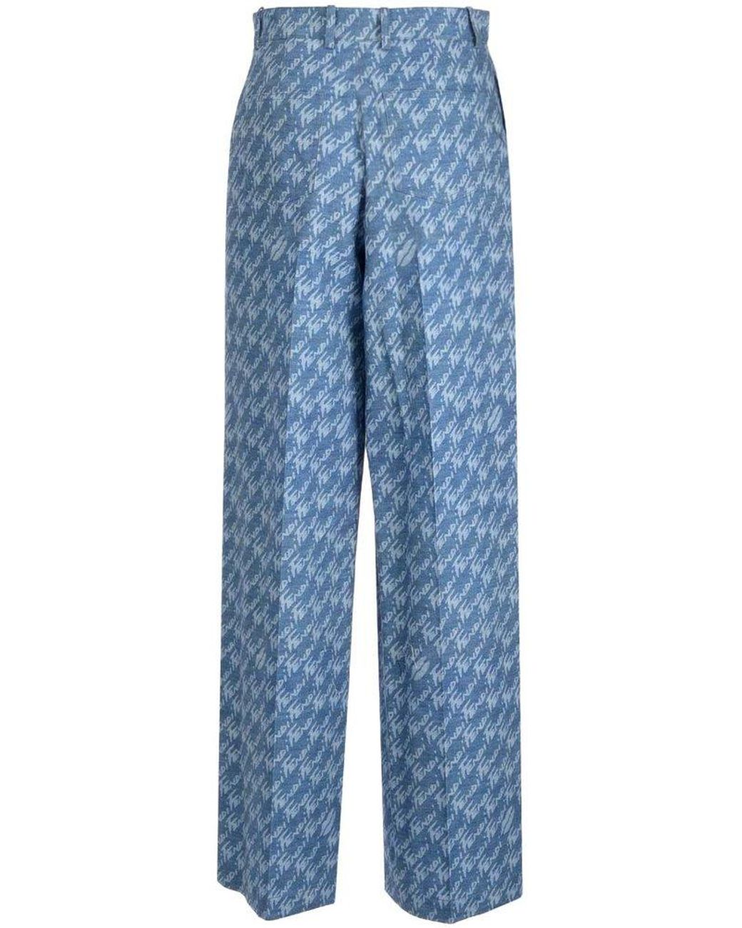 Fendi Allover Brush Logo Jeans in Blue Lyst