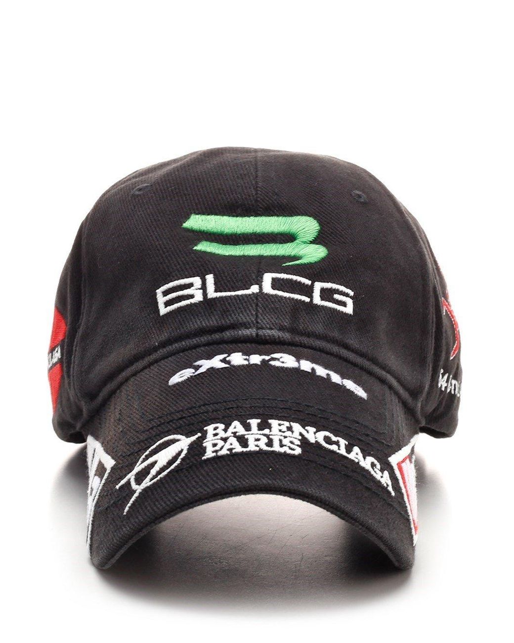 Balenciaga Cotton Allover Logo Embroidered Baseball Cap in Black 