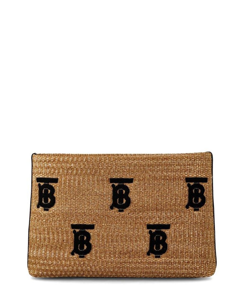 Burberry All over Logo Embellished Clutch Bag in Brown Lyst
