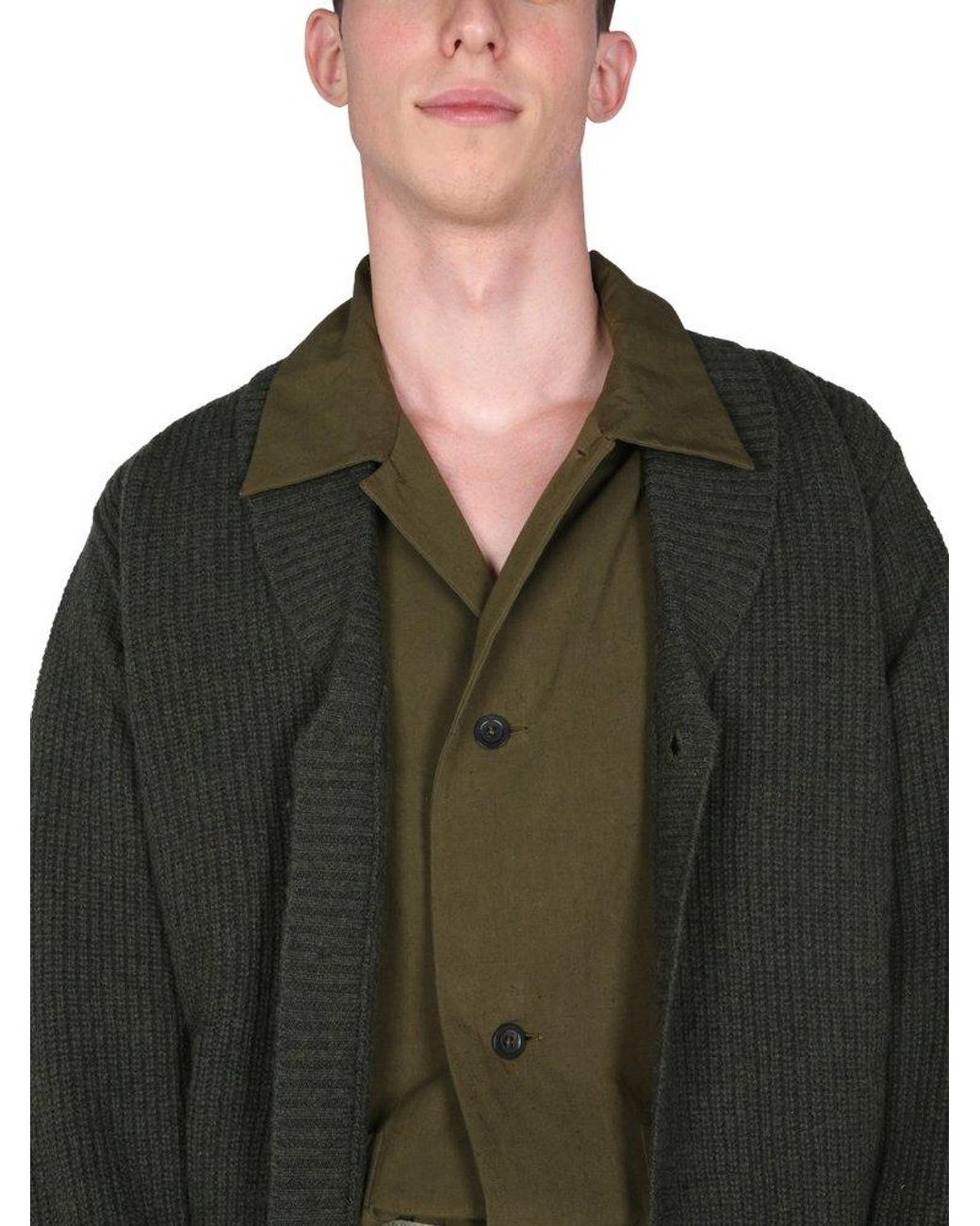 Margaret Howell Shawl Collar Buttoned Cardigan in Green for Men | Lyst