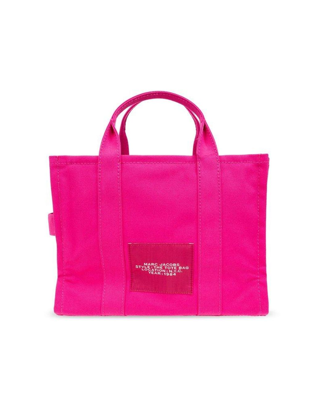 Marc Jacobs Logo Printed Zipped Medium Tote Bag in Pink | Lyst