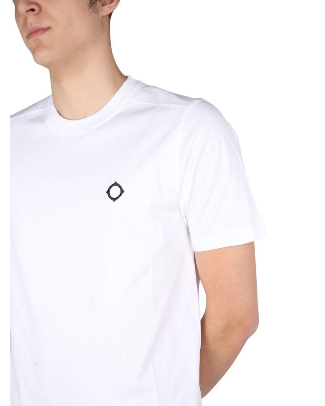 MA.STRUM Logo Embroidered Crewneck T-shirt in White for Men | Lyst UK