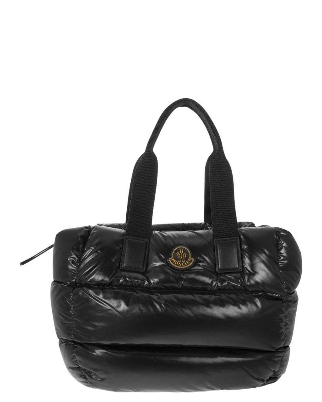 Moncler Logo Patch Padded Top Handle Bag in Black | Lyst
