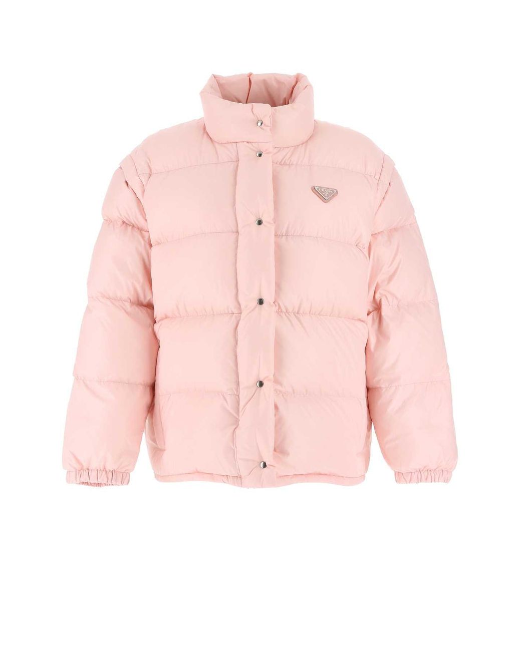 Prada Triangle Logo Puffer Down Jacket in Pink | Lyst Canada
