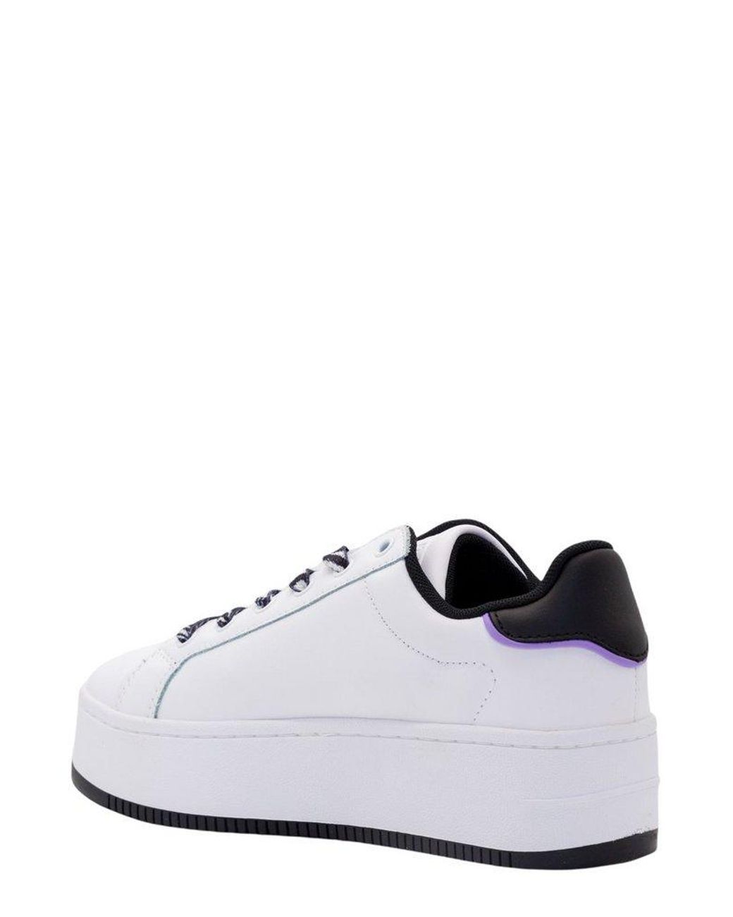 Tommy Hilfiger Logo Patch Lace-up Sneakers in White | Lyst