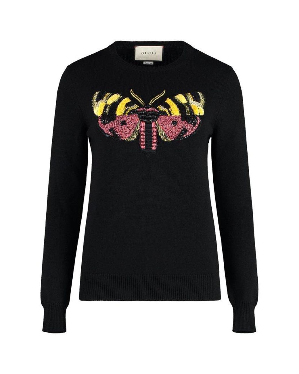Gucci Embroidered Crewneck Knit Sweater in Black Lyst
