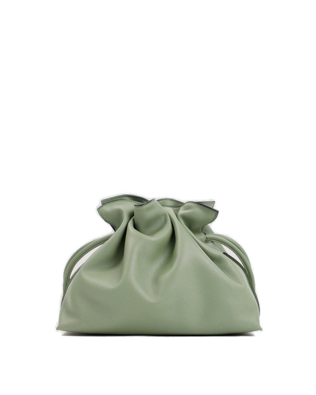 Loewe Flamenco Logo Detailed Drawstring Clutch Bag in Green | Lyst