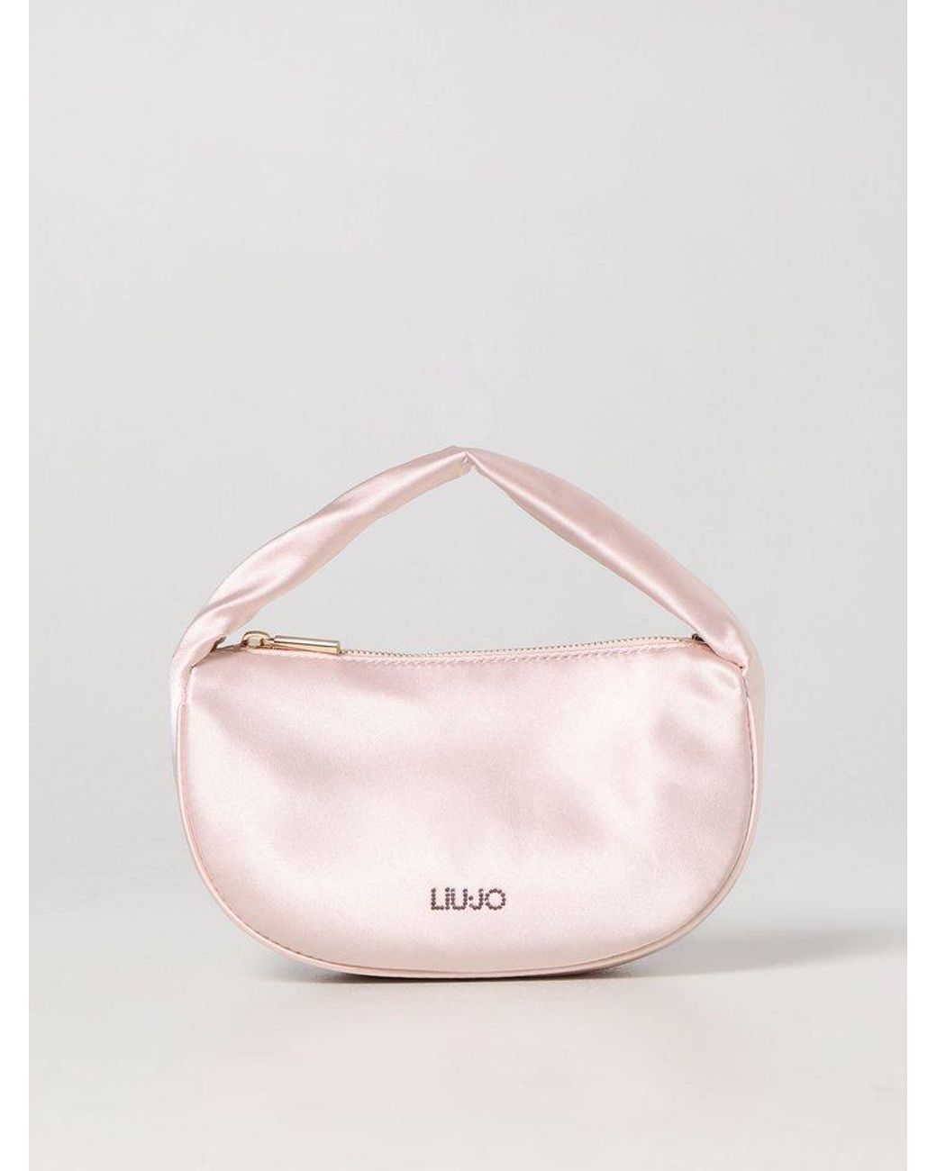 Liu Jo Logo Plaque Zipped Satin Hobo Bag in Pink | Lyst