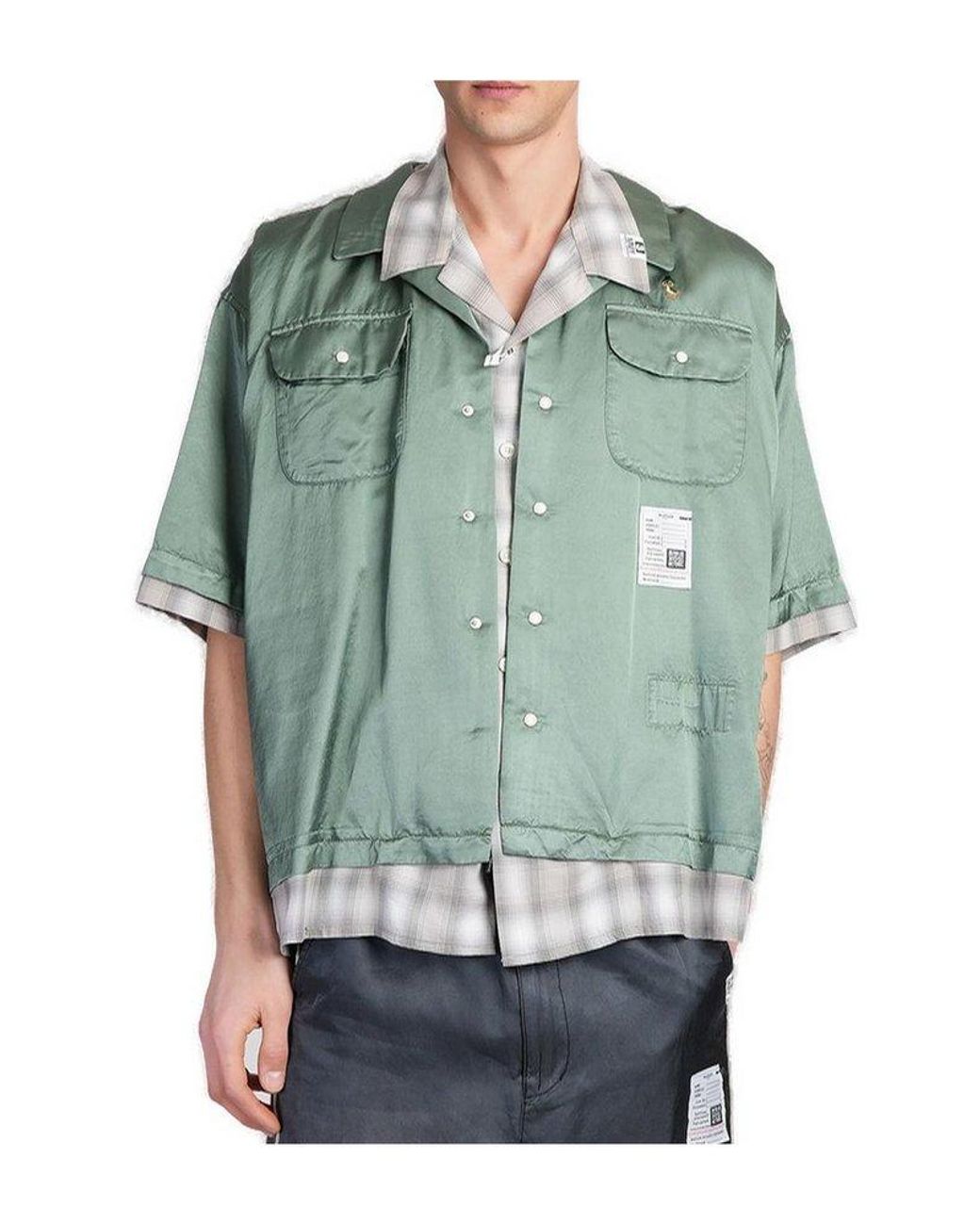 Maison Mihara Yasuhiro Double Layered Short-Sleeve Shirt in