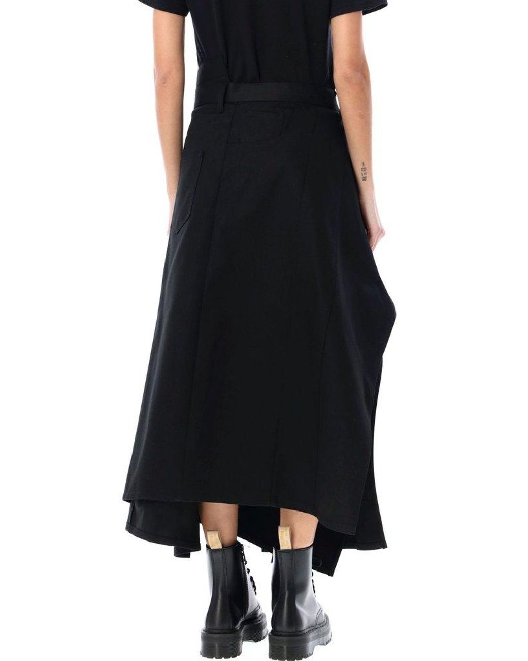 Junya Watanabe Asymmetric Midi Skirt in Black | Lyst