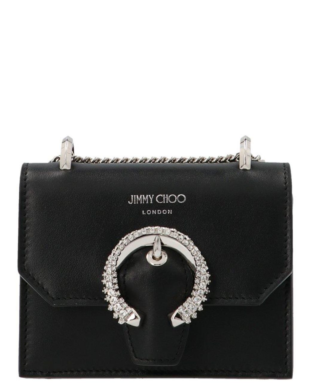 Jimmy Choo Leather Mini Paris Crossbody Bag in Black | Lyst