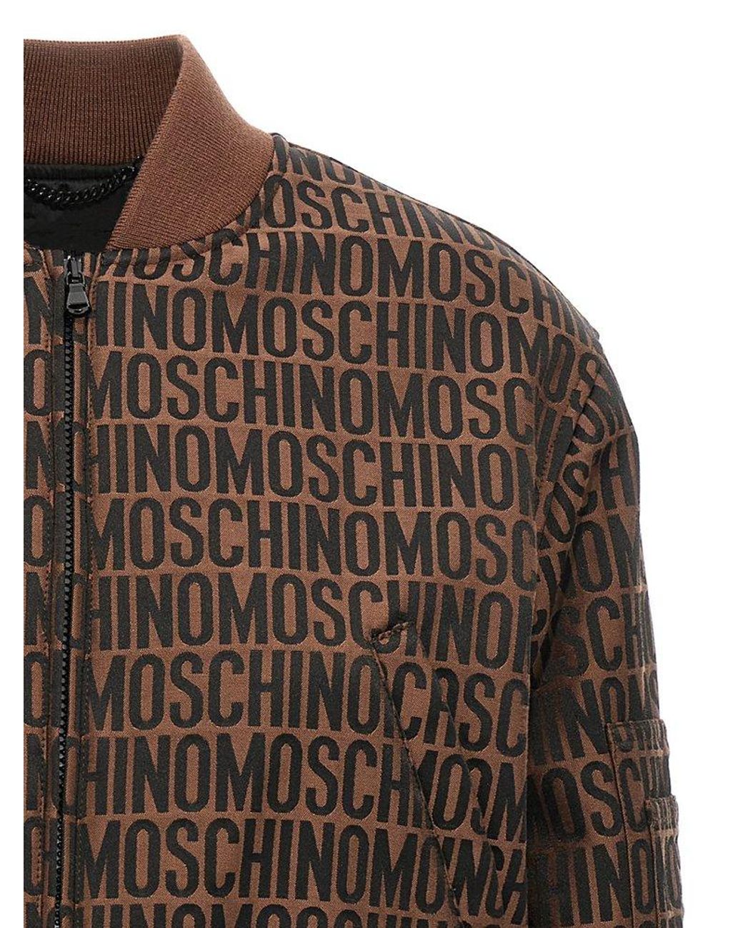 Moschino Brown Monogram Jacquard Bomber Jacket