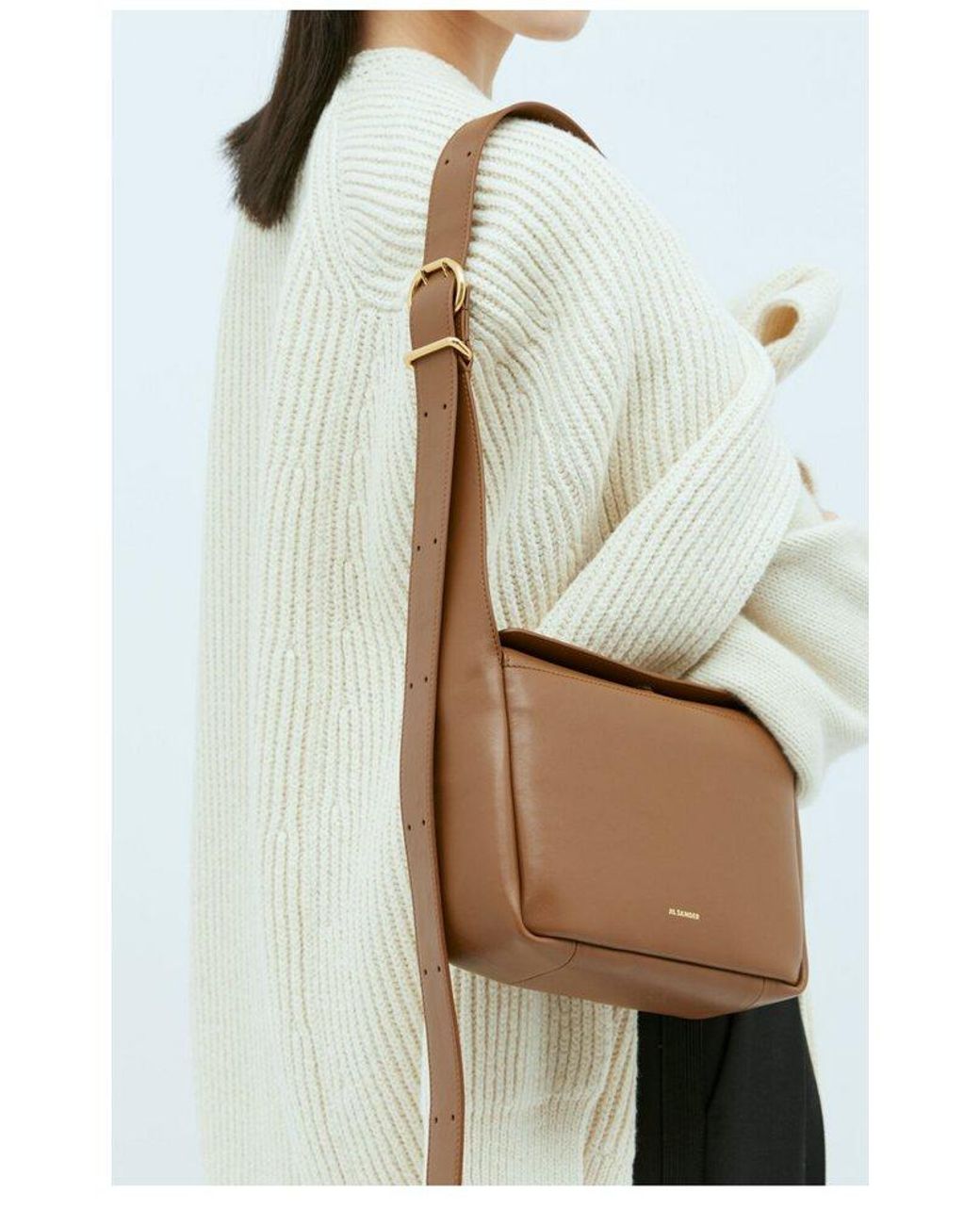 【JIL SANDER】SMALL FLAP SHOULDER BAG Jil Sander Brown Flap Small Bag Jil Sander