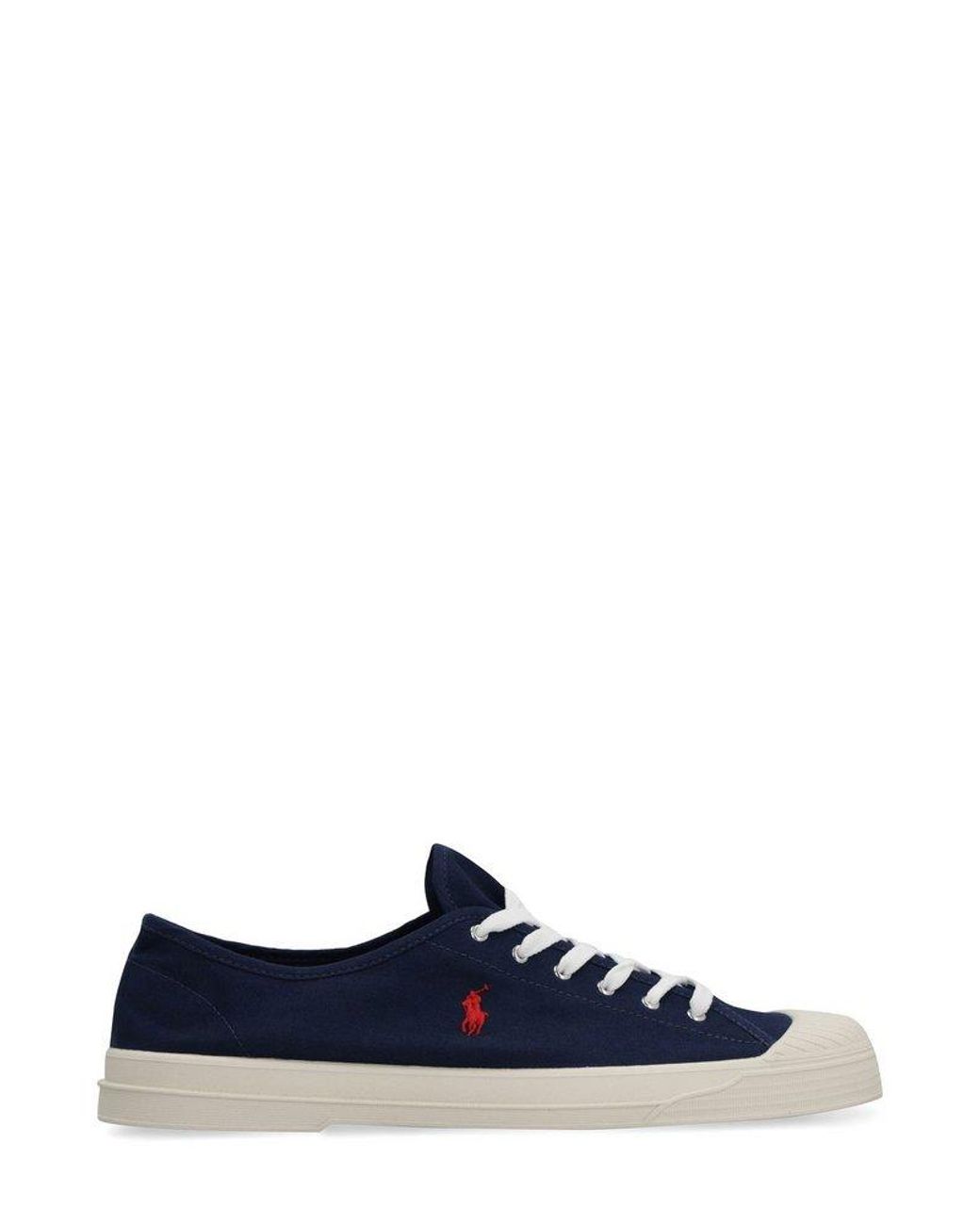Polo Ralph Lauren Logo Embroidered Lace-up Sneakers in Blue | Lyst