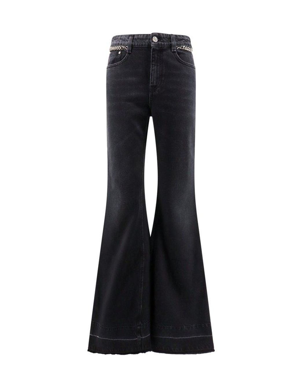 Stella McCartney Chain Embellished Flared Jeans in Black | Lyst