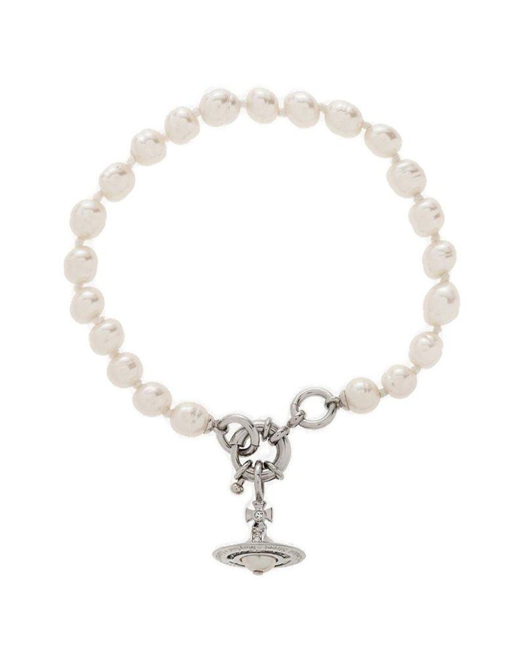 Vivienne Westwood Orb Charm Pearl Bracelet in White