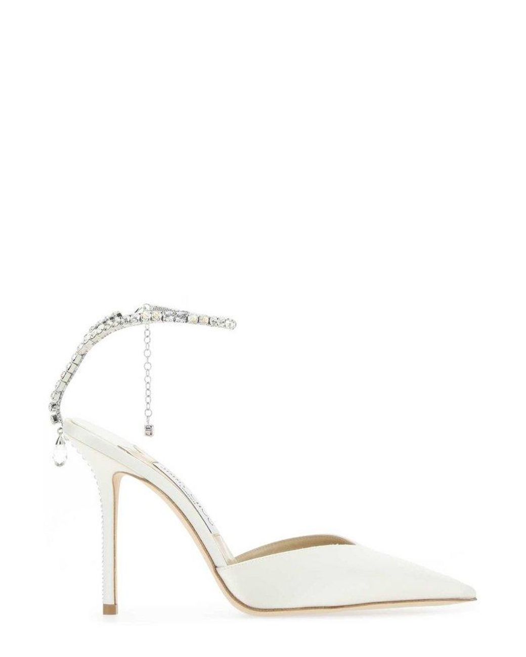 Jimmy Choo Leather Saeda 100 Ankle Strap Pumps in White Lyst UK