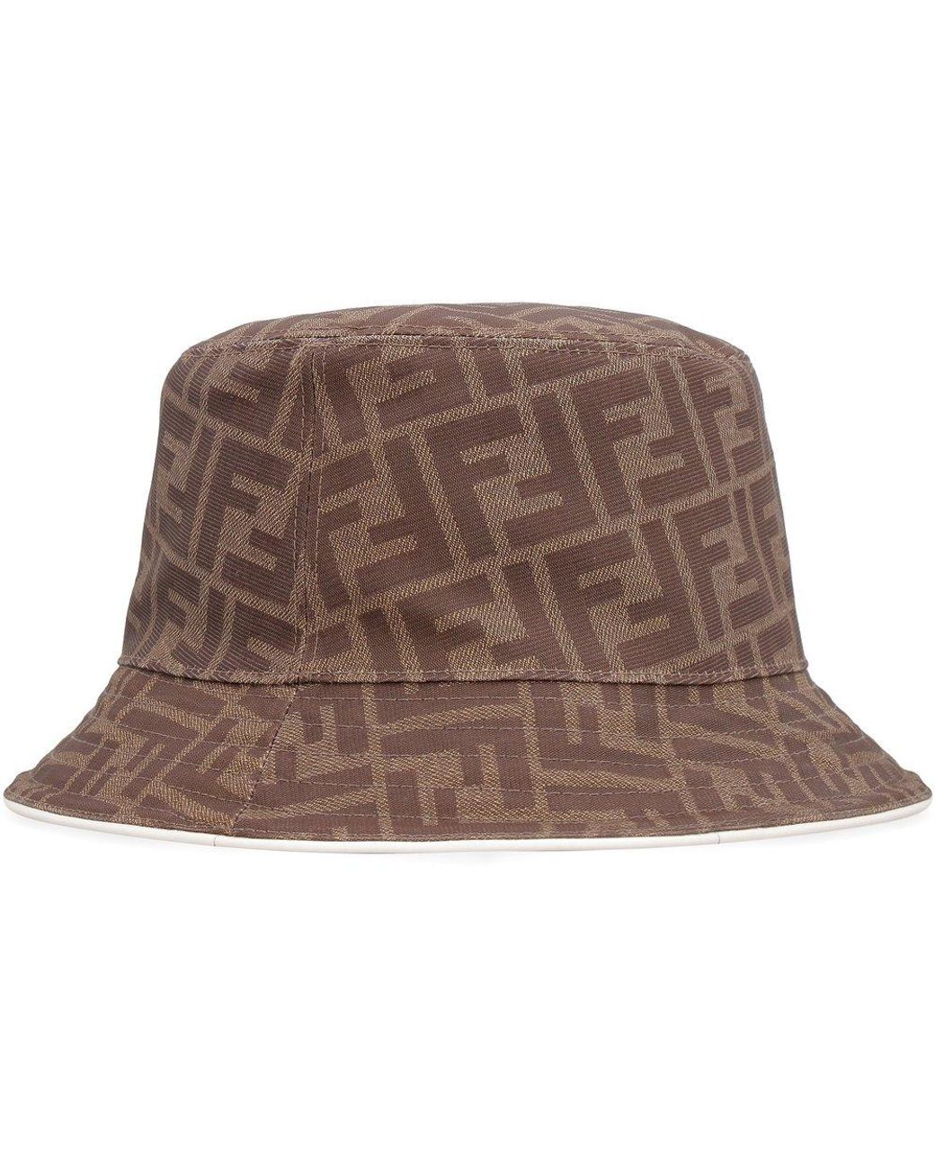 Fendi Cotton Ff Motif Bucket Hat in 
