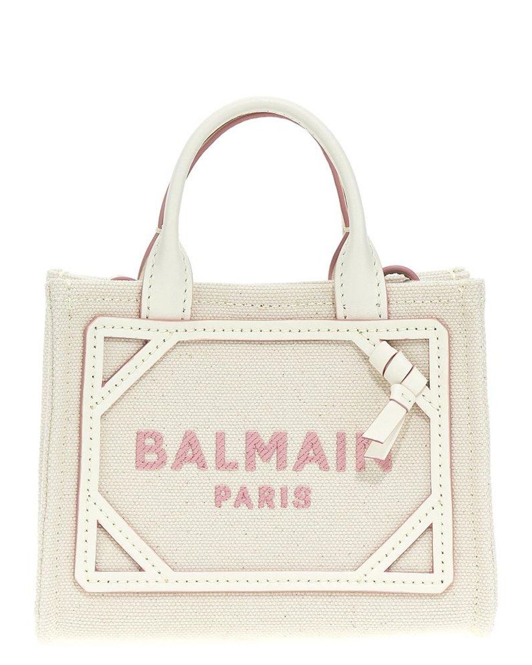 Balmain B-army Mini Tote Bag in Natural | Lyst