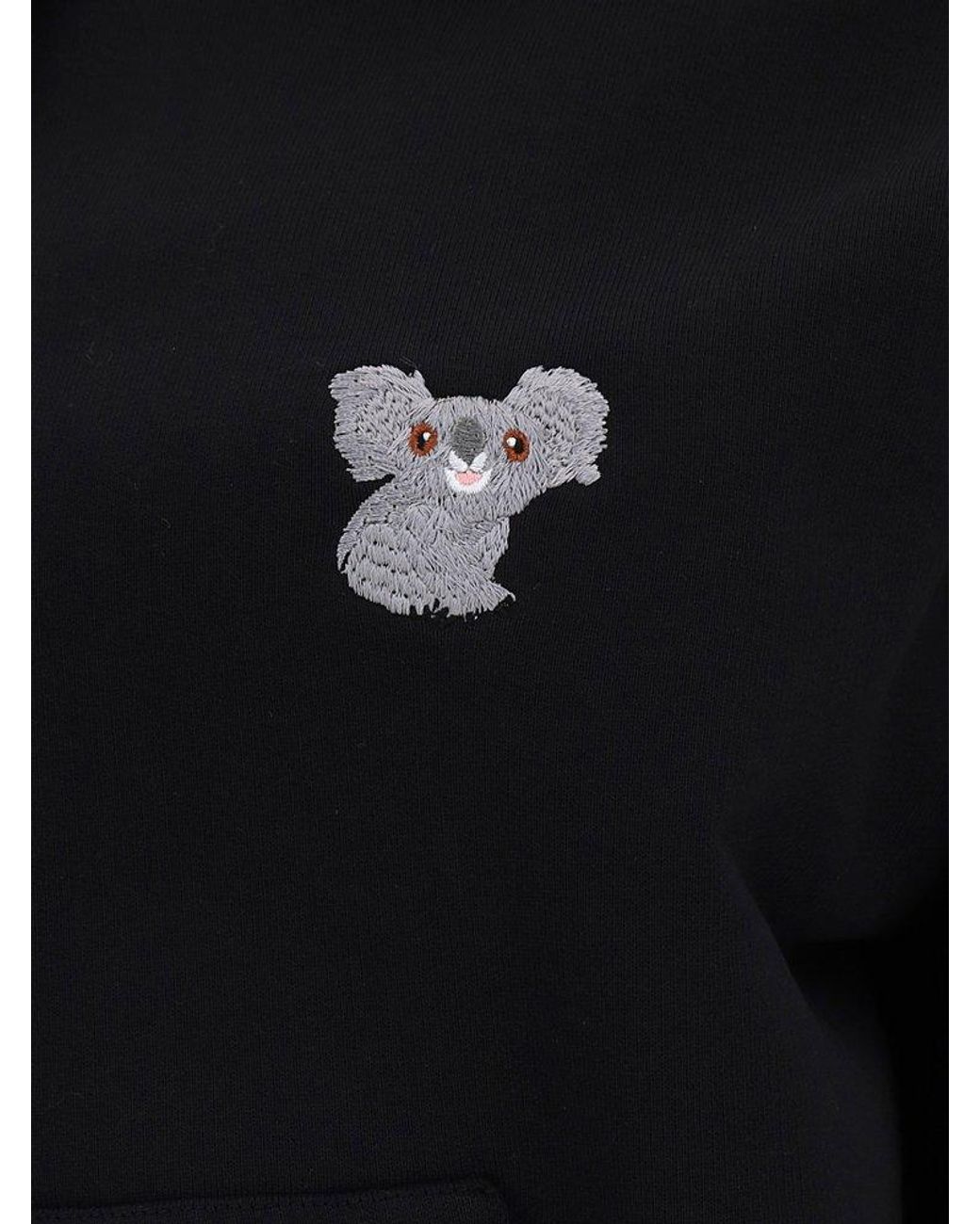 Balenciaga Cotton Koala Embroidered Hoodie in Black | Lyst